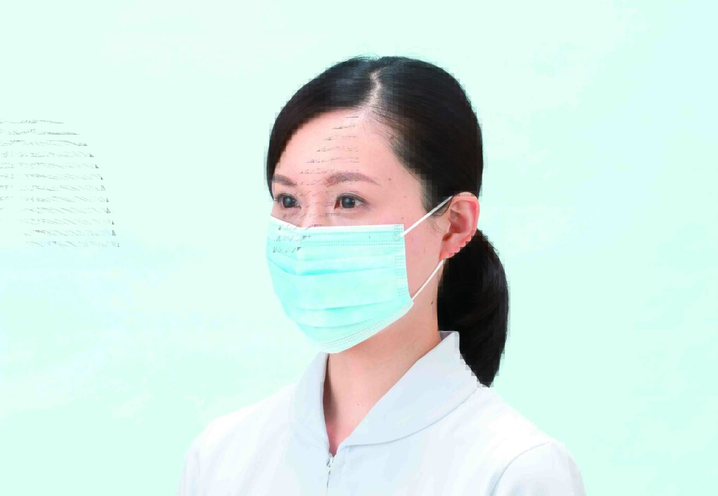 2862　3PLYマスク　ブルー　（耳掛けタイプ）