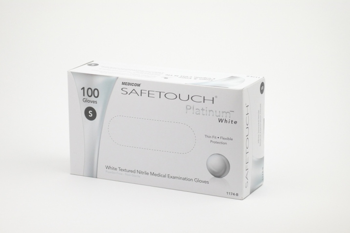 二トリル手袋　ホワイト／ブルー