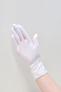 二トリル手袋　ホワイト／ブルー