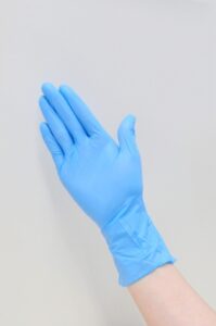 二トリル手袋　ホワイト／ブルー